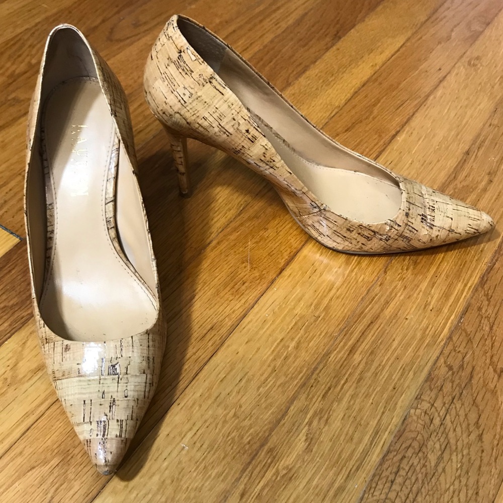 Lauren Ralph Lauren Adena Glazed Cork Pumps - Sz 7